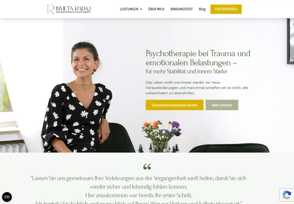 Startseite von ismetaradaj.com nach der Überarbeitung mit klarer Struktur und Terminbuchung